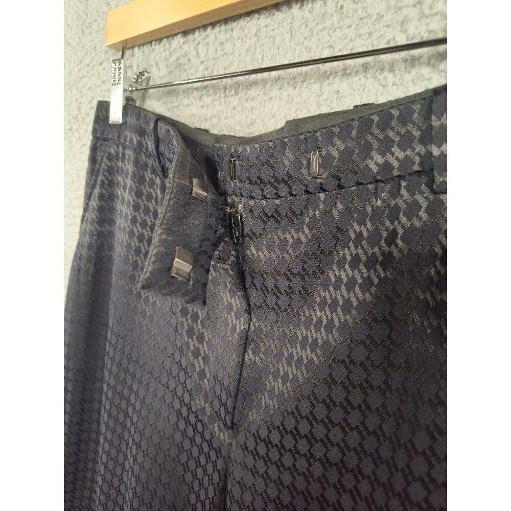 Armani Collezioni Pants Womens 8 Black Gray Shimmer Houndstooth Wide Leg Italy - Picture 5 of 10
